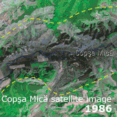 Satellite image of Copsa Mica's pollution in 1986 and 2004