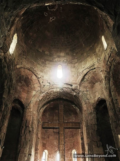 Inside Jvari Church, showing the domed roof